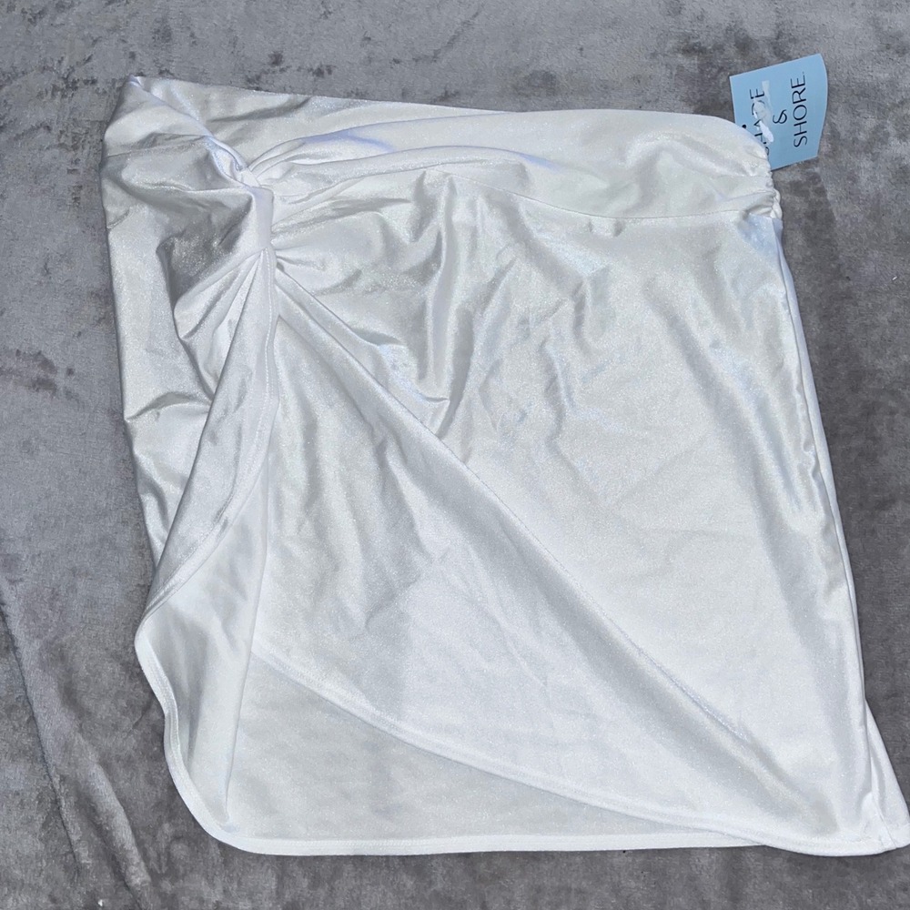 Shade & Shore Off White Shimmer Side Knot Swim‎ Cover Up Skirt Large